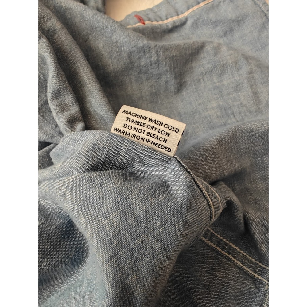 Gustin Light Blue Chambray Button Up Shirt Short Sleeve Made in USA  XL - Picture 8 of 9